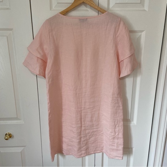 Lord & Taylor NWT 100% Linen Blush Pink Ruffle Summer Dress Size Medium - Picture 5 of 8
